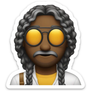 Hippie con celular y anteojos negros  sticker