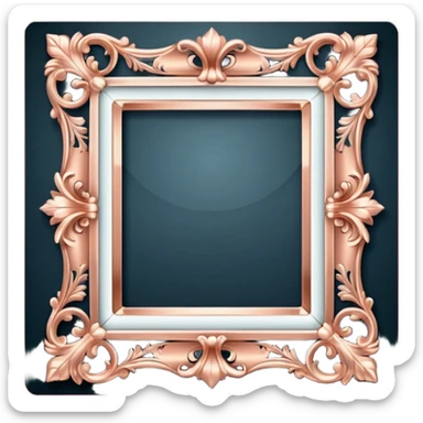 rose gold rococco square frame sticker