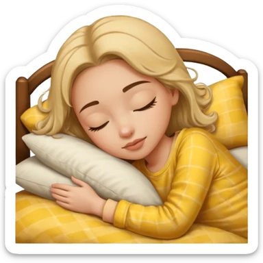 single-girl-in-brown-cozy-yellow-bed-sleeping-pretty-eyelashes-light-skin sticker