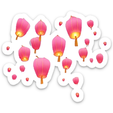 Pink Chinese sky lanterns sticker