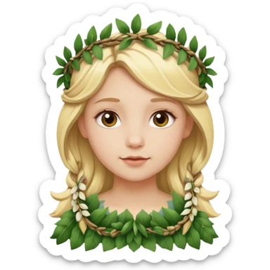 a blonde girl wearing laurel wreaths sticker
