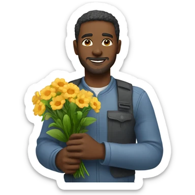 Man giving flowers sticker