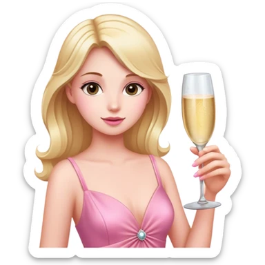 girl pink dress champagne  sticker