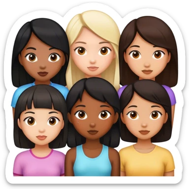 One black girl, four Asian girls sticker