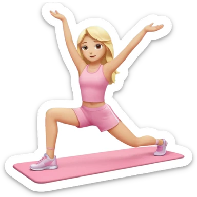 angelic blonde girl stretching in light pink gym sticker