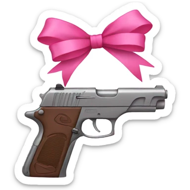 gun with pink bow on it sticker