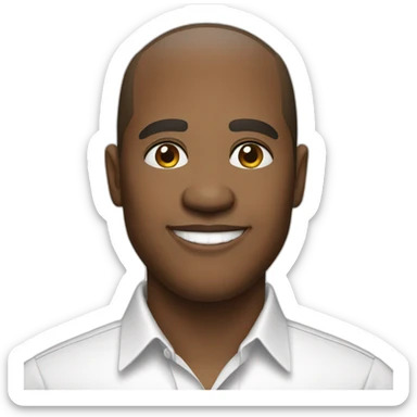 Politician in a white shirt, with short hair smiling sticker