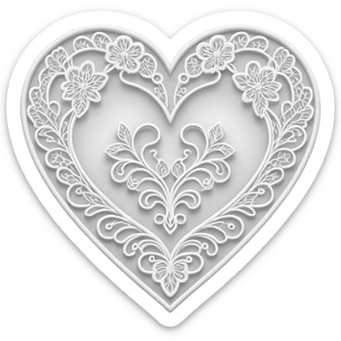 delicate lace pattern inside a heart sticker