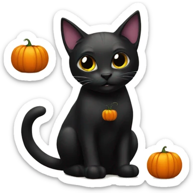Black cat with pumpkin sticker