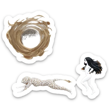 running nude girl silhouette sticker