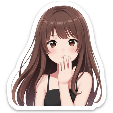 Anime girl long hairgiving a kiss sticker
