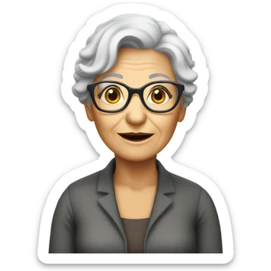 Old grey hair lady with glasses sticker