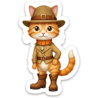 classic Puss in Boots with iconic hat and boots, confident pose sticker