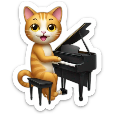 Cat playing piano sticker
