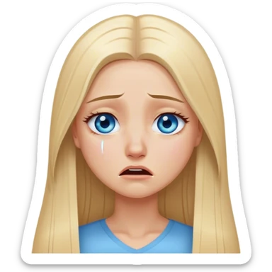 beautiful white girl with long straight blonde hair blue eyes crying  sticker