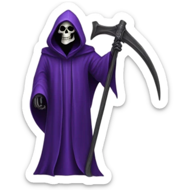 Purple grim reaper with scythe sticker