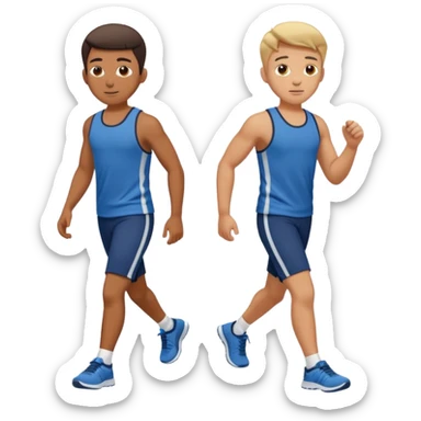 two boys walking, wearing gym clothes, full body sticker
