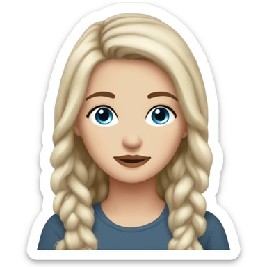 White girl autumn cozy blue eyes dark brown hair sticker