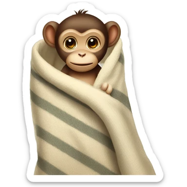 Baby monkey in a blanket sticker