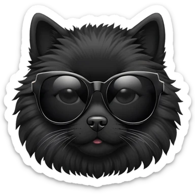 black fluffy dog wearing cat eye sunglasses sticker