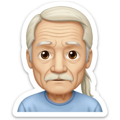Old man with long white pony tail sticker