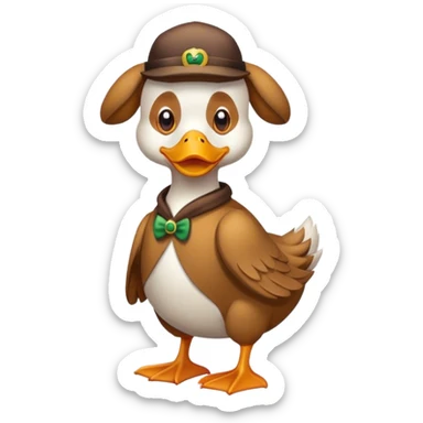 Dog wearing a duck costume sticker