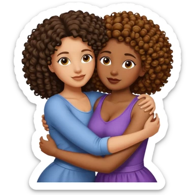 Tall beautiful black woman with curly hair hugs beautiful short curvy black woman sticker