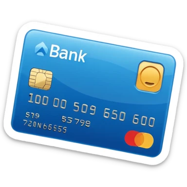 A bank card with a blue background sticker