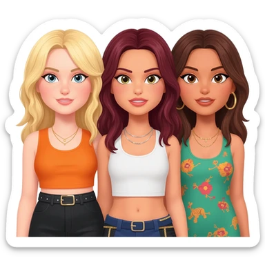 generate three spyce girls, a blonde one, and two brunettes sticker