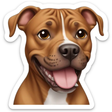 Brown pitbull with a black nose smiling sticker