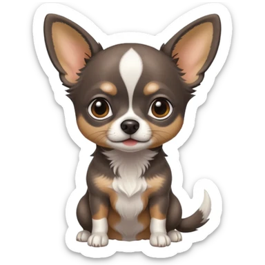 Very Dark graphite Chihuahua with white markings sticker