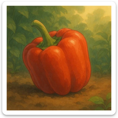 ghibli style red pepper with soft lighting sticker