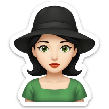 green dress black hair black hat sticker