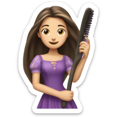Pretty brunette brushing hair rapunzel sticker