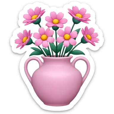 vase of pink flowers sticker