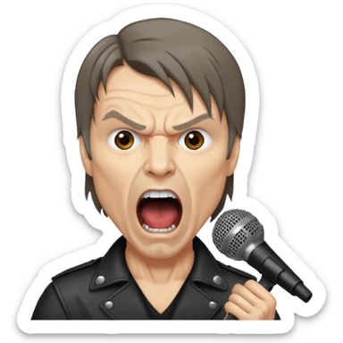 bruce dickinson, metal musician, screaming with mirophone sticker