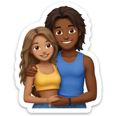 carmel baddie and tall darkskin boy hugging  sticker