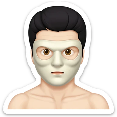 masked man, evil, serial killer, creepy, black hair, older, shoulders sticker