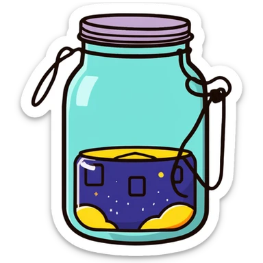 glass jar with solar panel lid and string lights inside, decorative sun jar sticker