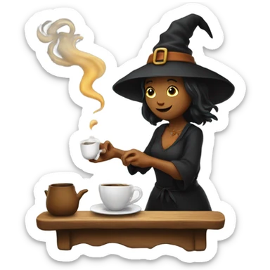 witch brewing coffee sticker