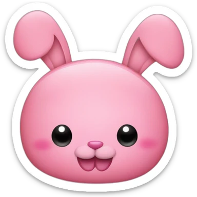 pink bunny with white big moustache and a round pink nose and a big smile sticker
