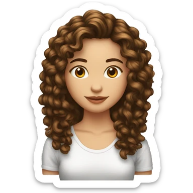 ado fille cheuveux long bouclé brune sticker