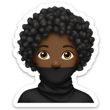 light black girl with a black balaclava on with curly hair  sticker