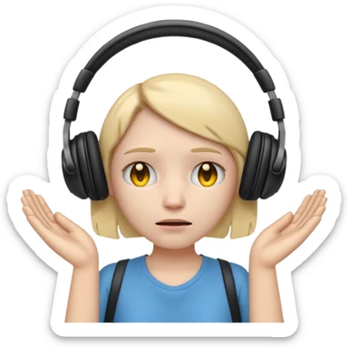 emoji with head phone holding both hands listening looks like sad  sticker