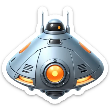 A spaceship in a distopian future. sticker