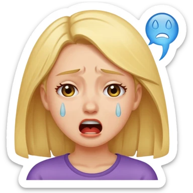 een meisje die voor een ziekenhuis staat en die aan het wenen is terwijl een vrouw tegen haar schreeuwt sticker