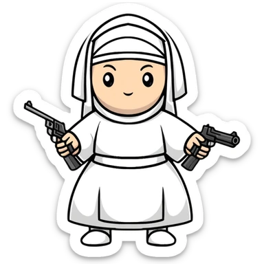 stylish nun holding a gun sticker