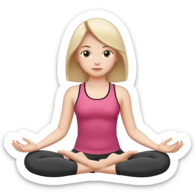 The same girl is sitting in a lotus position, with shoulder-length hair and sportswear. sticker