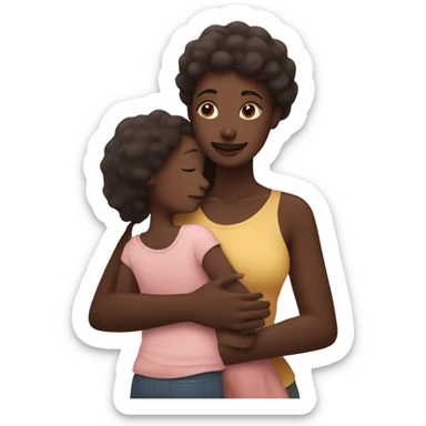 Dark skin mom hugging her brown skin daughter  sticker
