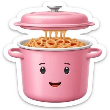 pastel pink food container with bolognese pasta inside sticker